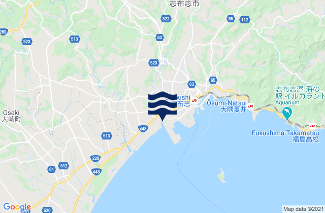 Kagoshima-ken, Japanの潮見表地図