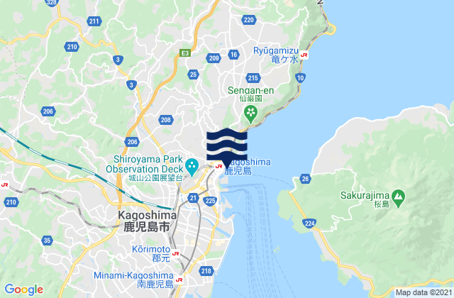 Kagoshima Ko Kagoshima Kaiwan, Japanの潮見表地図