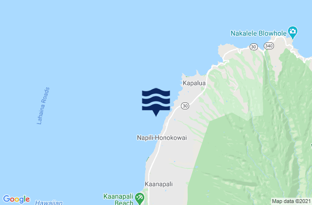 Kahana Beach, United Statesの潮見表地図