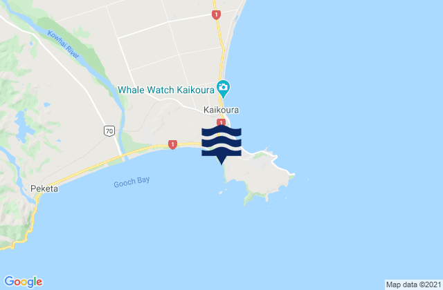Kaikoura, New Zealandの潮見表地図