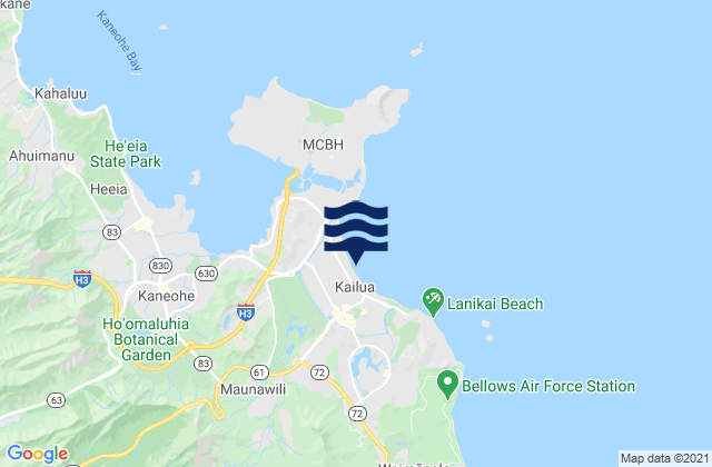 Kailua Beach, United Statesの潮見表地図