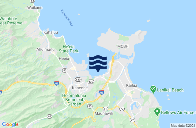 Kailua, United Statesの潮見表地図