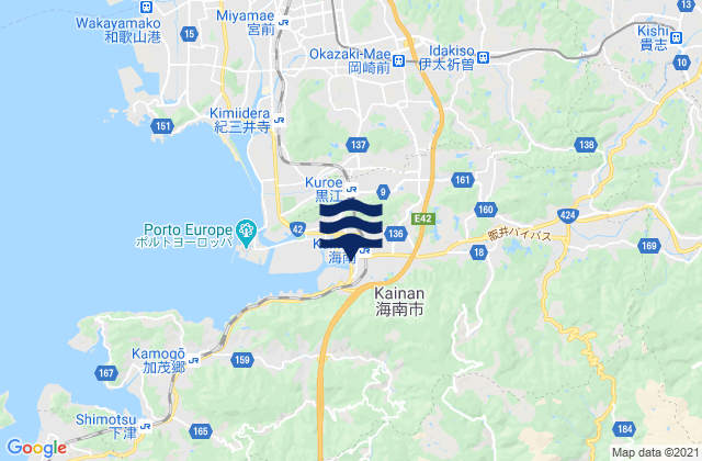 Kainan, Japanの潮見表地図