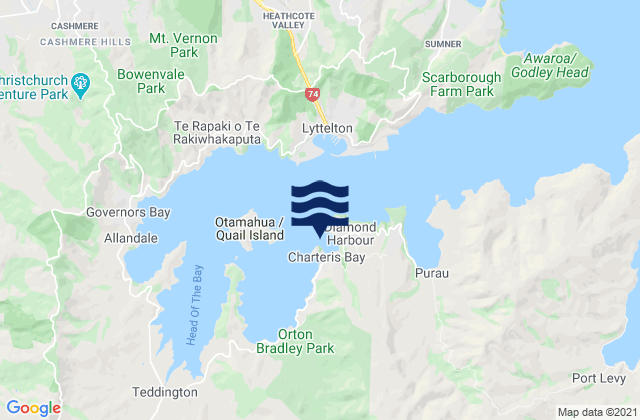 Kaioruru/Church Bay, New Zealandの潮見表地図