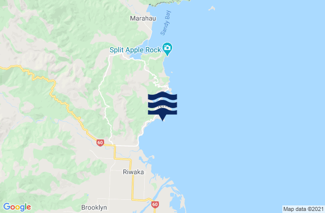 Kaiteriteri, New Zealandの潮見表地図