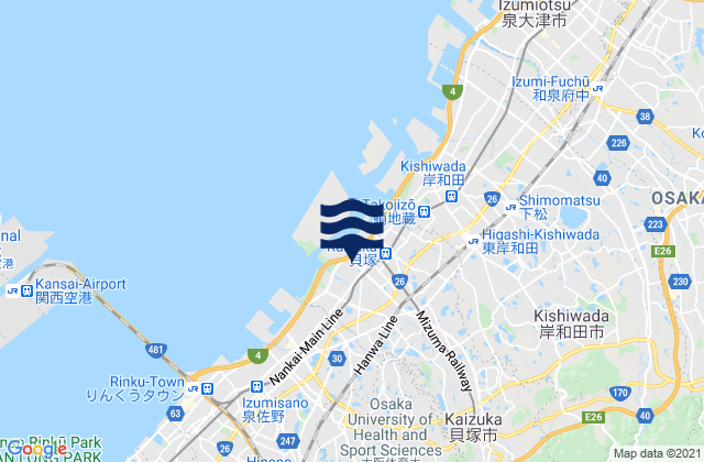 Kaizuka Shi, Japanの潮見表地図