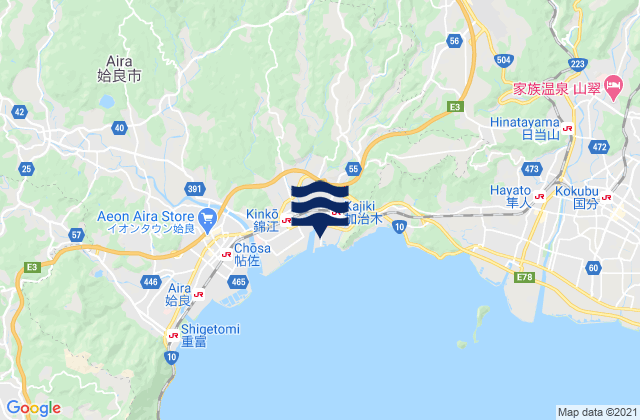 Kajiki, Japanの潮見表地図