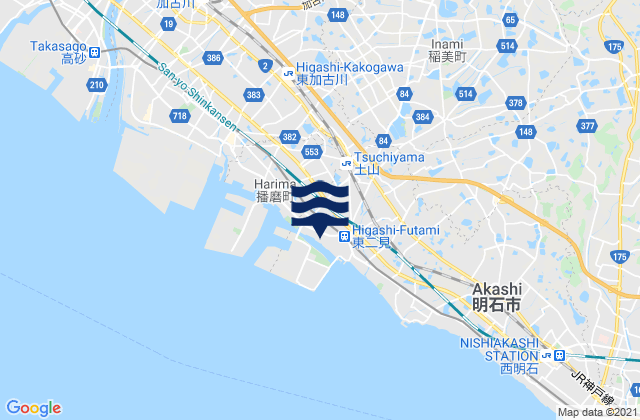 Kako-gun, Japanの潮見表地図