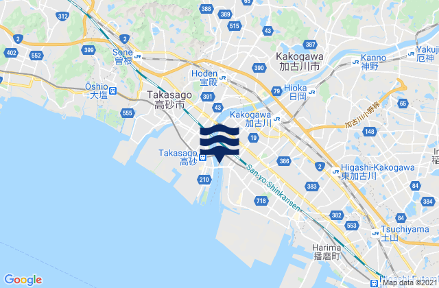 Kakogawa Shi, Japanの潮見表地図