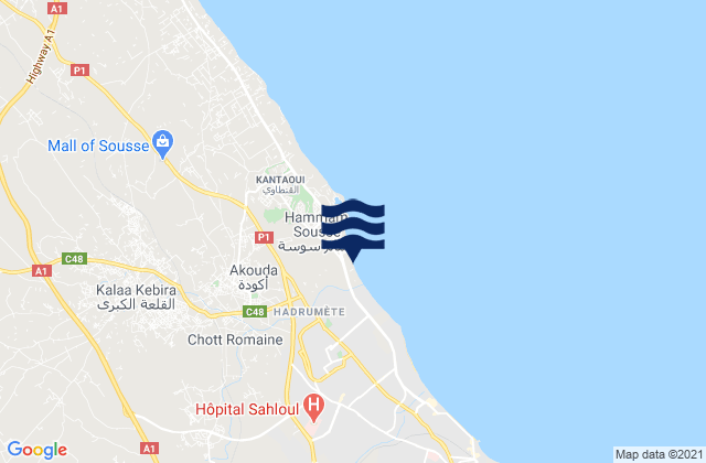 Kalaa Sghira, Tunisiaの潮見表地図