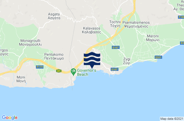 Kalavasós, Cyprusの潮見表地図