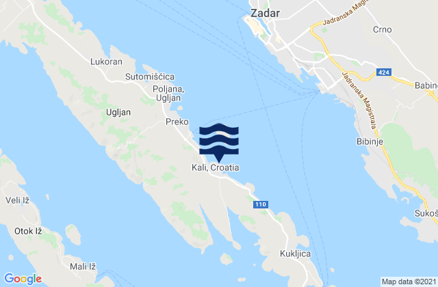 Kali, Croatiaの潮見表地図