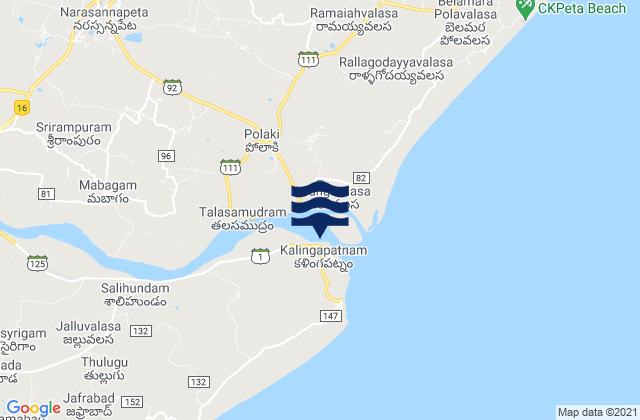 Kalingapatnam, Indiaの潮見表地図