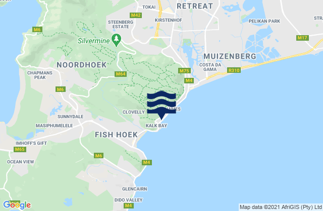 Kalk Bay Reef, South Africaの潮見表地図
