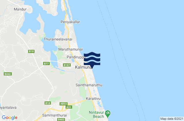 Kalmunai, Sri Lankaの潮見表地図