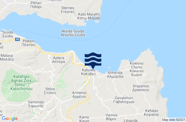 Kalýves, Greeceの潮見表地図