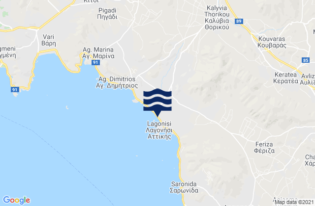 Kalývia Thorikoú, Greeceの潮見表地図