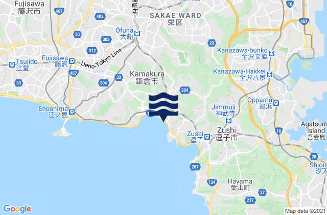Kamakura, Japanの潮見表地図