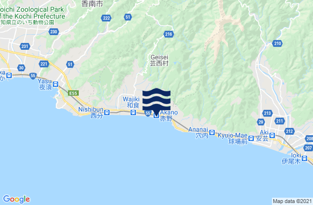 Kami Shi, Japanの潮見表地図