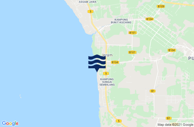 Kampong Dungun, Malaysiaの潮見表地図