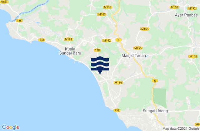 Kampong Masjid Tanah, Malaysiaの潮見表地図