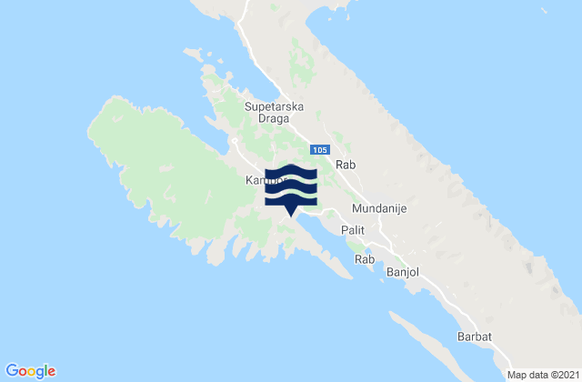 Kampor, Croatiaの潮見表地図
