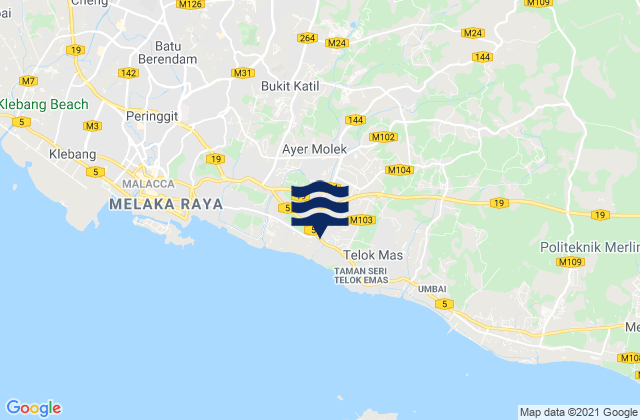 Kampung Ayer Molek, Malaysiaの潮見表地図