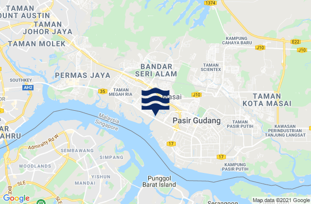 Kampung Pasir Gudang Baru, Malaysiaの潮見表地図