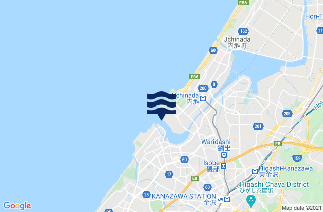 Kanazawa-shi, Japanの潮見表地図