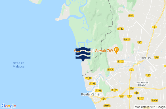 Kangar, Malaysiaの潮見表地図