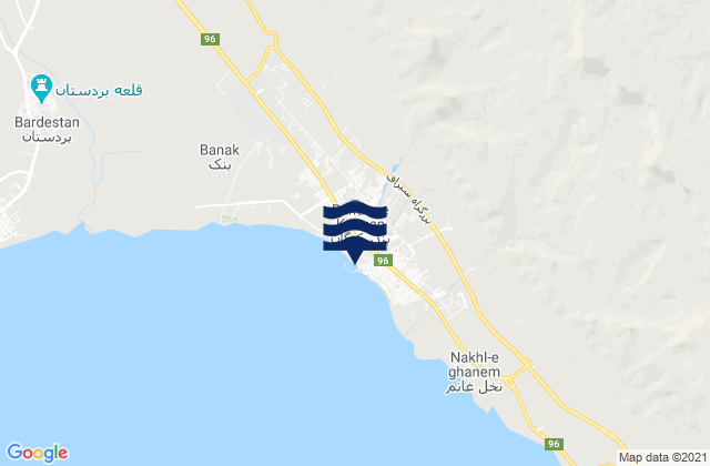 Kangān, Iranの潮見表地図
