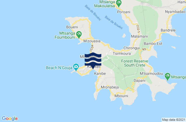 Kani-Kéli, Mayotteの潮見表地図