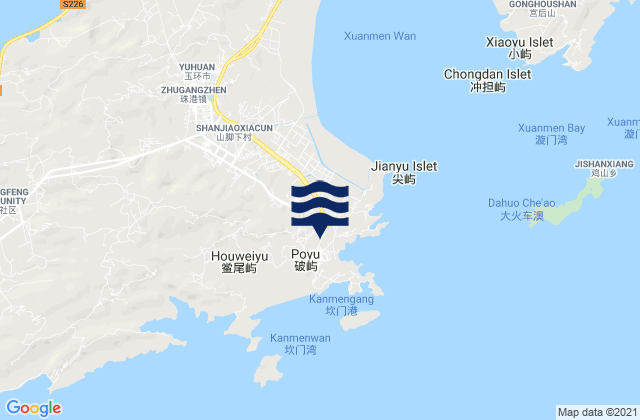 Kanmen, Chinaの潮見表地図