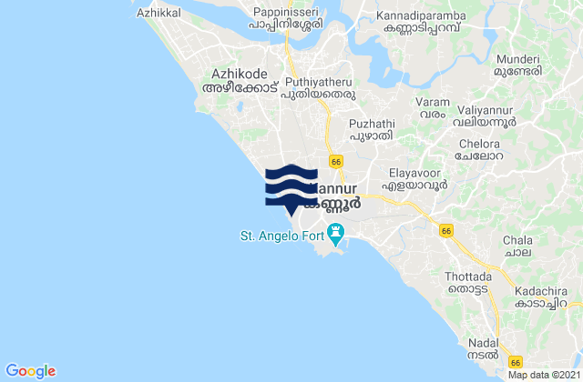Kannur, Indiaの潮見表地図