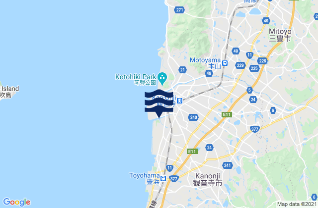 Kanonji, Japanの潮見表地図