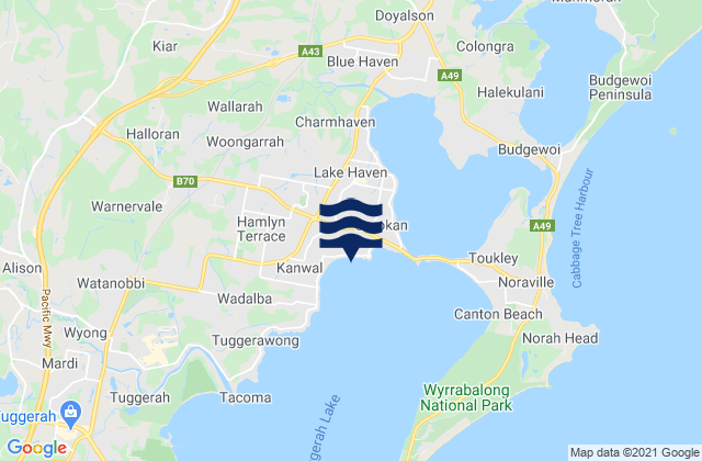Kanwal, Australiaの潮見表地図