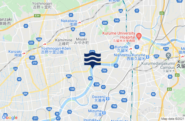 Kanzaki-gun, Japanの潮見表地図