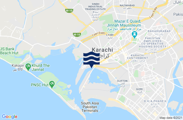 Karachi, Pakistanの潮見表地図