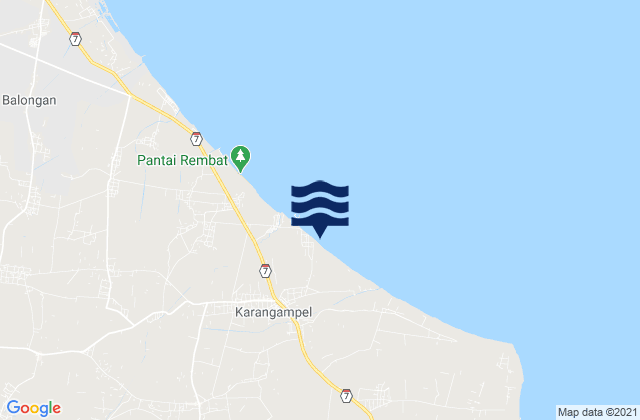 Karangampel, Indonesiaの潮見表地図