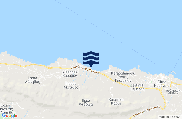 Karavás, Cyprusの潮見表地図
