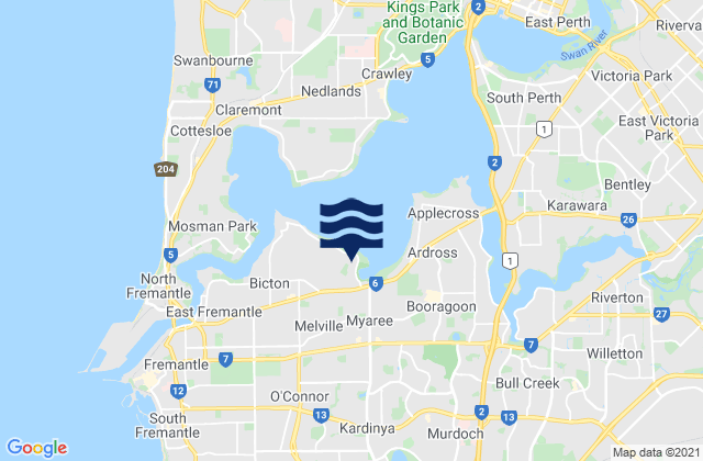 Kardinya, Australiaの潮見表地図