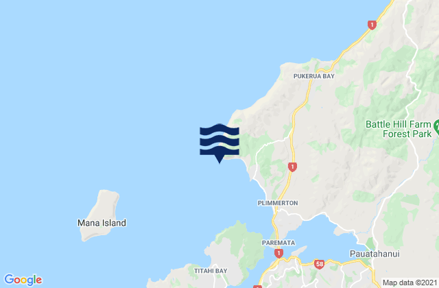 Karehana Bay, New Zealandの潮見表地図