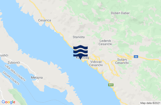 Karlobag, Croatiaの潮見表地図