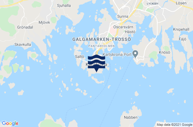 Karlskrona, Swedenの潮見表地図