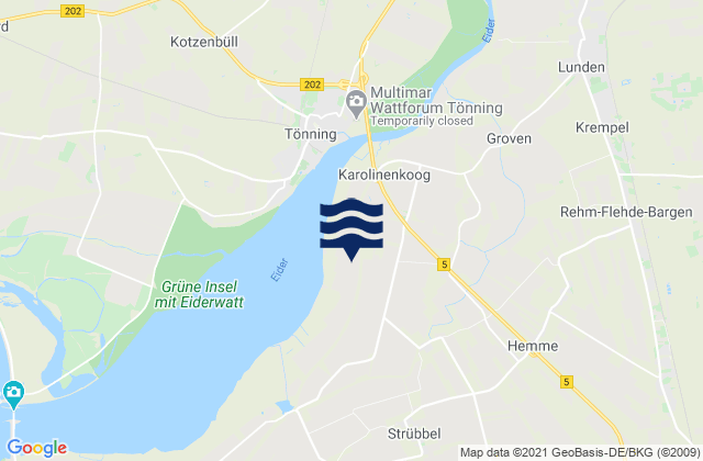 Karolinenkoog, Germanyの潮見表地図