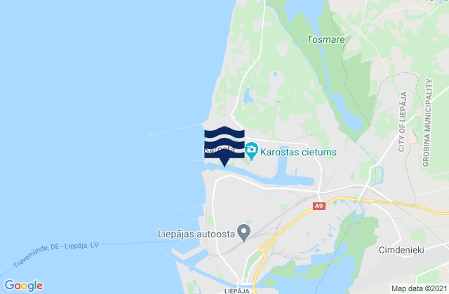 Karosta, Latviaの潮見表地図