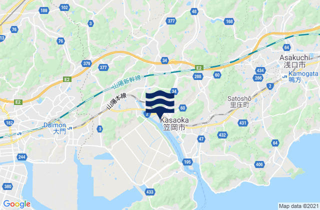 Kasaoka, Japanの潮見表地図