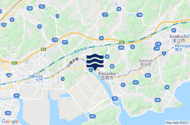 Kasaoka Shi, Japanの潮見表地図