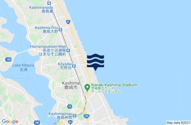 Kashima-shi, Japanの潮見表地図