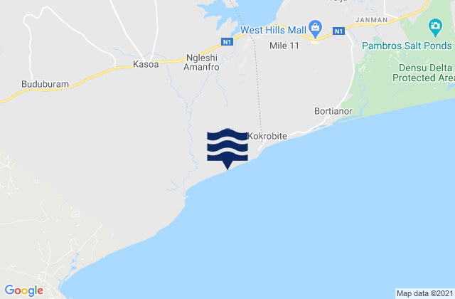 Kasoa, Ghanaの潮見表地図